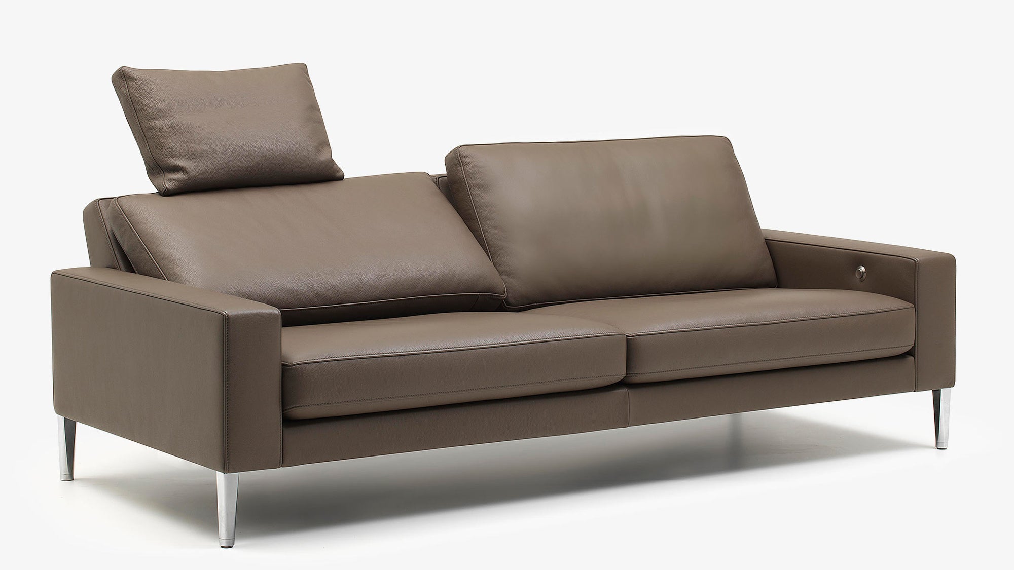 Braunes Ledersofa mit verstellbarer Kopfstütze von Frank Sitzmöbel FSM.