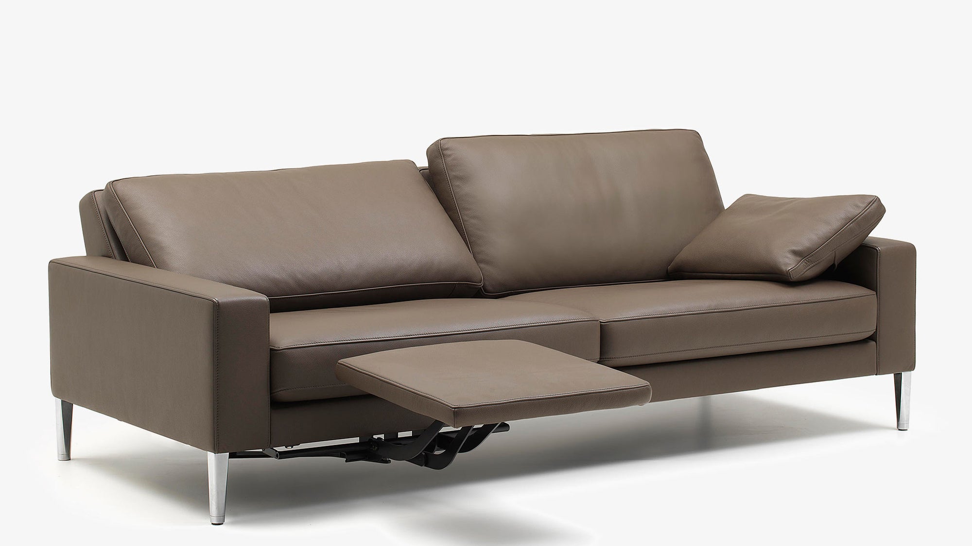 Braunes Ledersofa mit Relaxfunktion von Frank Sitzmobel Fsm, elegantes Design.