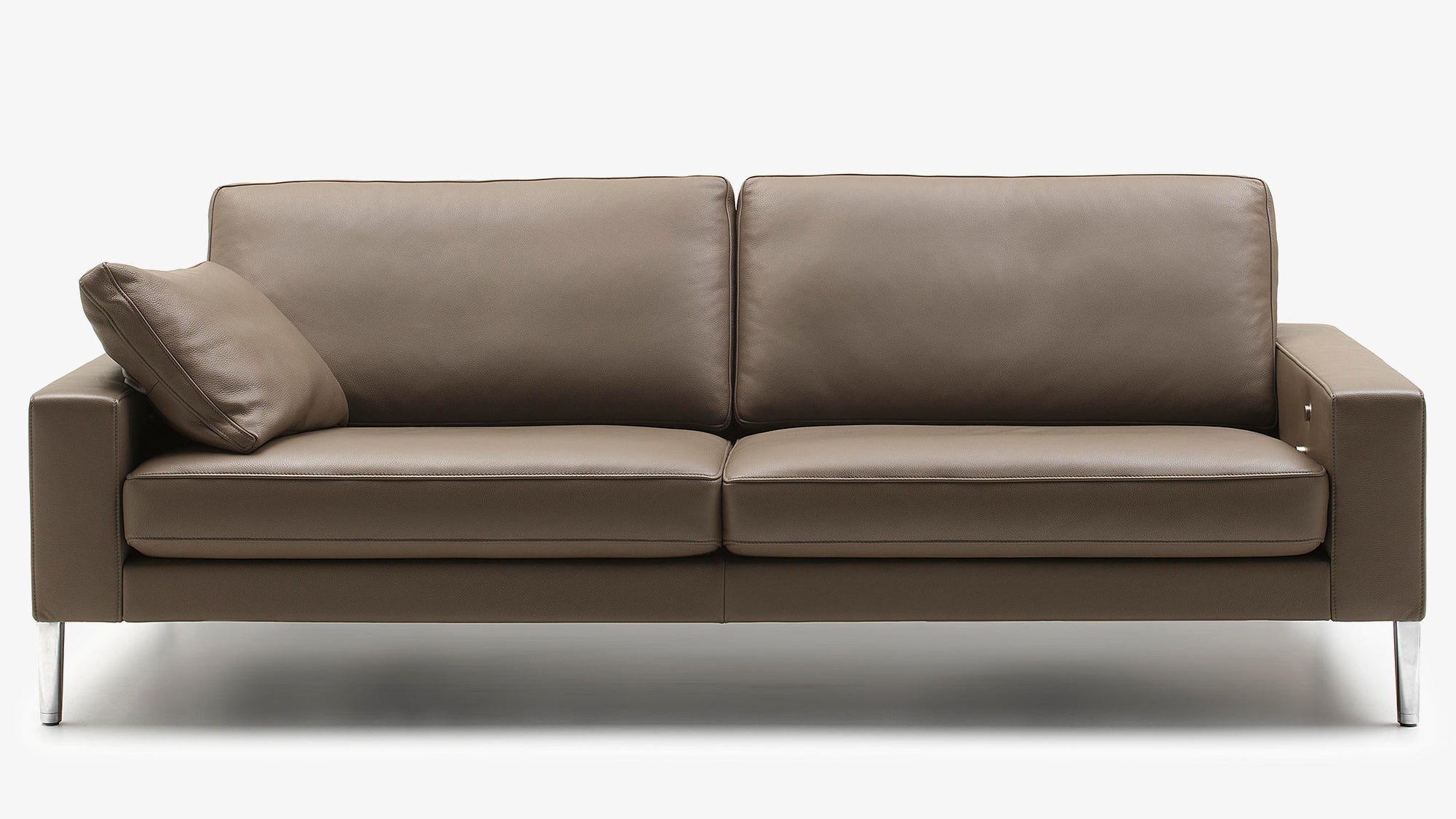 Braunes Ledersofa mit Kissen, minimalistisches Design von Frank Sitzmobel Fsm.