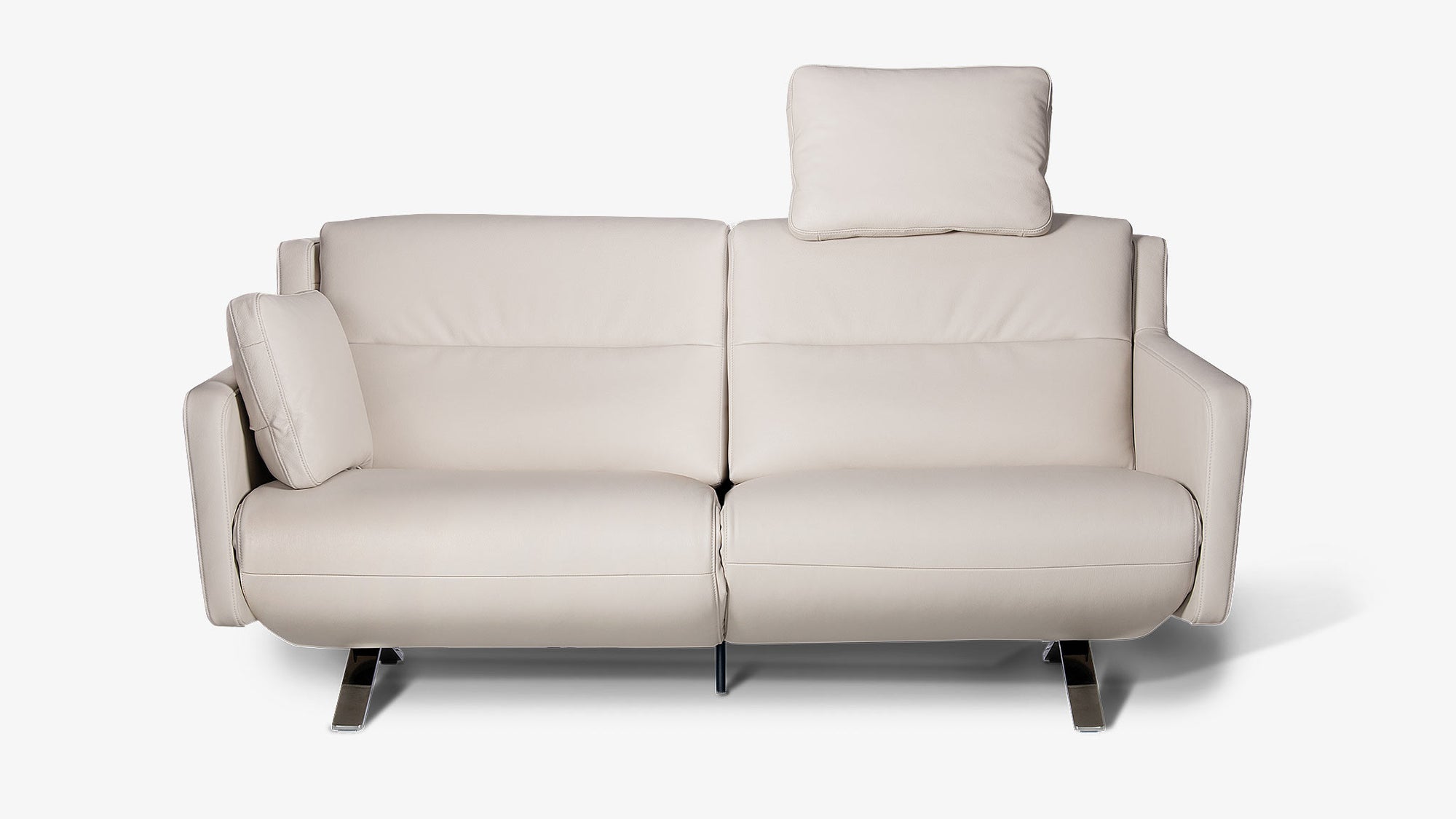 Beiges Ledersofa mit verstellbarer Kopfstütze von Frank Sitzmobel Fsm, elegantes Design.